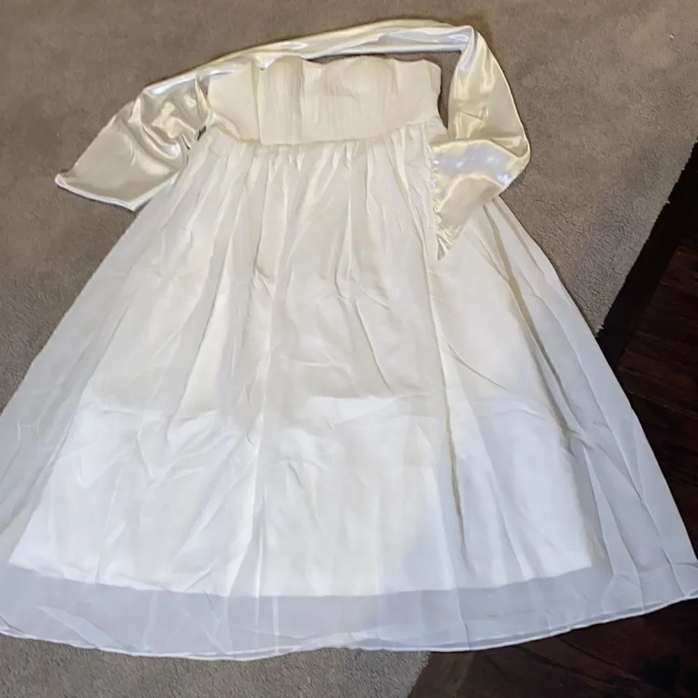 Women’s Elegant Ivory Strapless Full Length Chiffon Prom Party Formal Dress XXXL